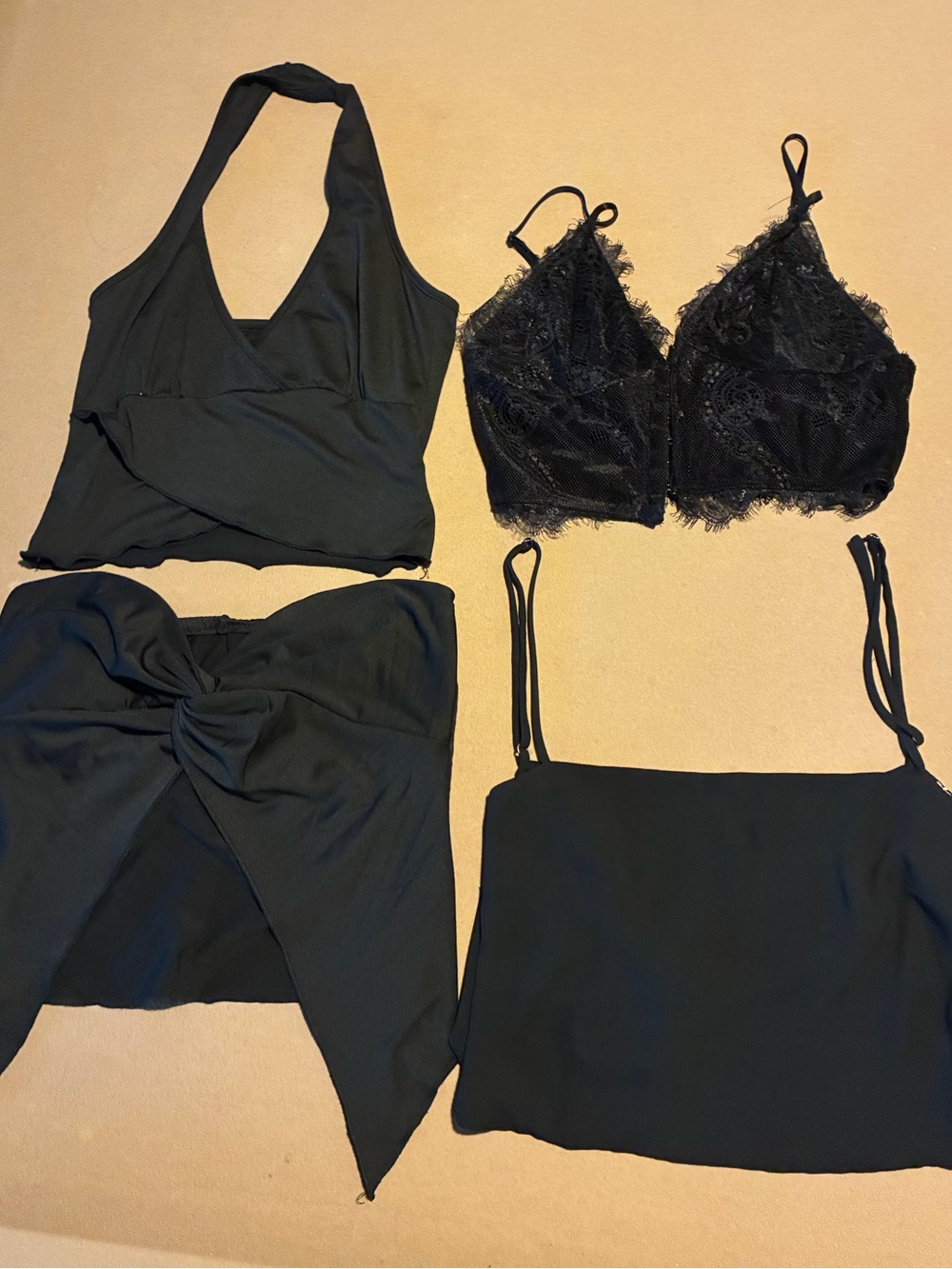 4 pack of cute, black going out tops! Mostly cropped and fitted.